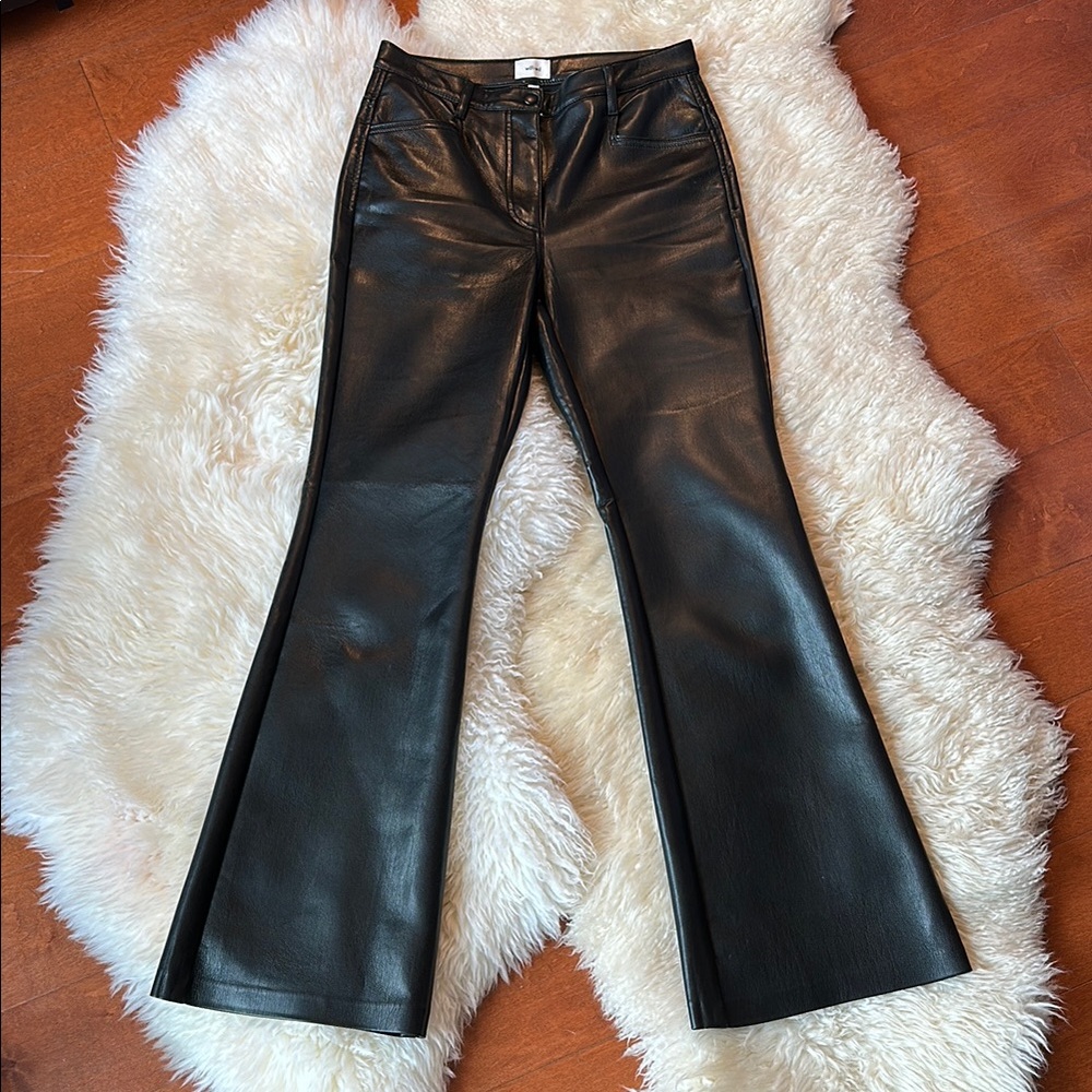 Wilfred Size 6 Beatrix Black Flared Vegan Faux Leather Pants